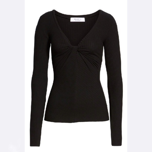 Bailey 44‎ Petula Twist-Front Rib-Knit Top - Picture 2 of 6